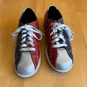 Dexter 🎳 Ladies Bowling Shoes Size 6.5 VGUC Red Blue Silver